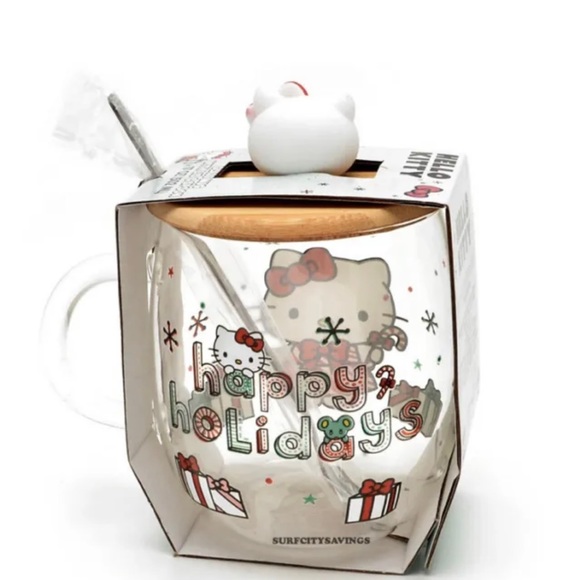 New Hello Kitty Christmas Mug with Spoon and Lid…New In Box Sold out everywhere - Picture 2 of 3